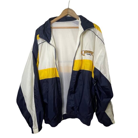 VTG 80s 90s Quinnipiac University Tennis Nylon Zip Up Jacket Men XL Academia Ivy - Picture 8 of 16
